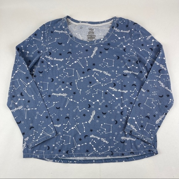 Secret Treasure Sleep Shirt Womens Medium 8/10 Blue Constellations - Picture 1 of 6